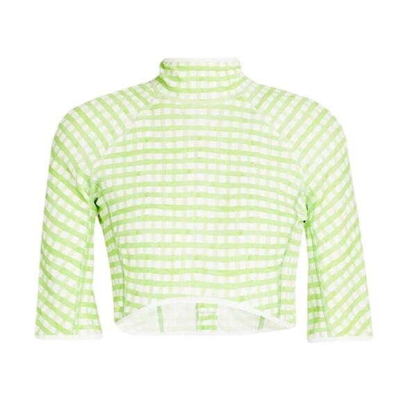 JACQUEMUS Tuba cropped gingham jersey turtleneck top - Picture 1 of 9